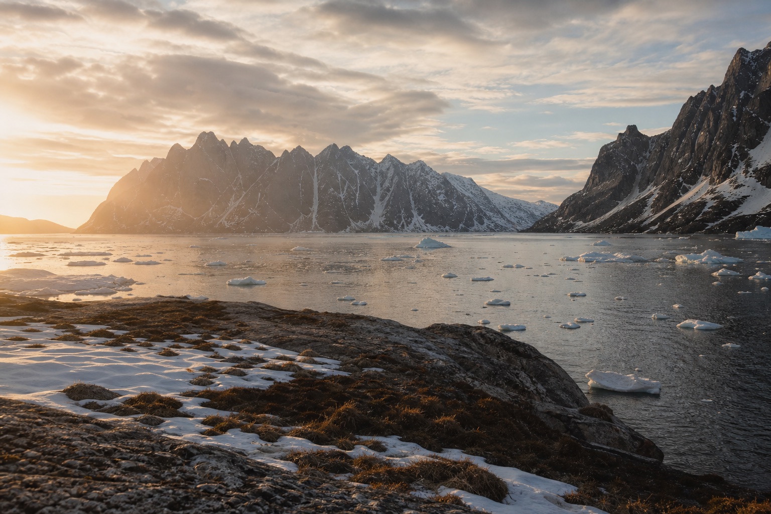 Vandrere med udsigt over isbjerge ved Ilulissat