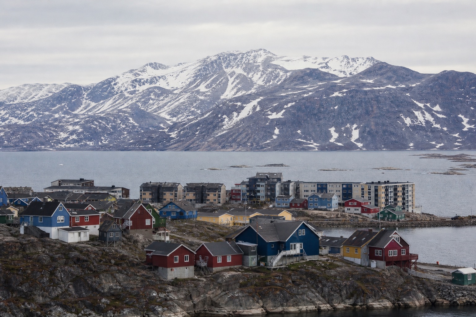 Udsigt over Nuuk og den vestgrønlandske kyst